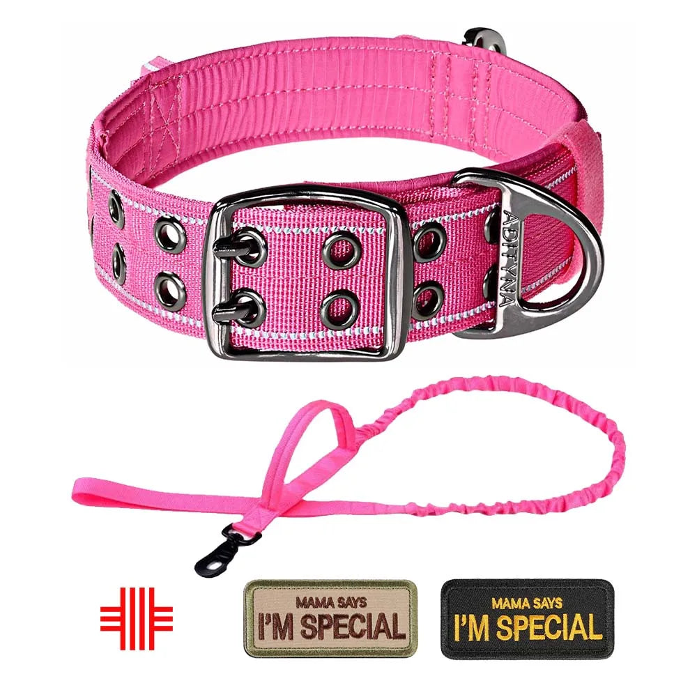 🐕 Erős, fényvisszaverős kutya nyakörv fogantyúval – nagytestű kutyáknak 🐕